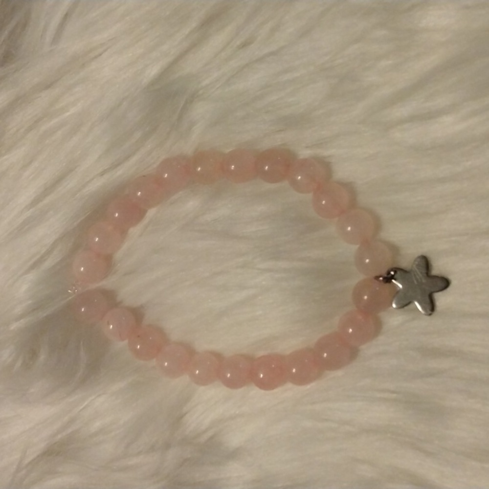 Beautiful bracelet rose quartz and silver charm